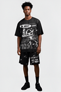 CONJUNTO DE MALLA DE SHORT Y MANGA 3/4 CON PEDRERÍA "NOT MY EARTH" DE G WEST