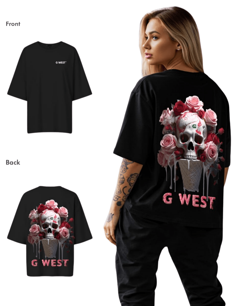 Camiseta extragrande con calavera de helado G West para mujer