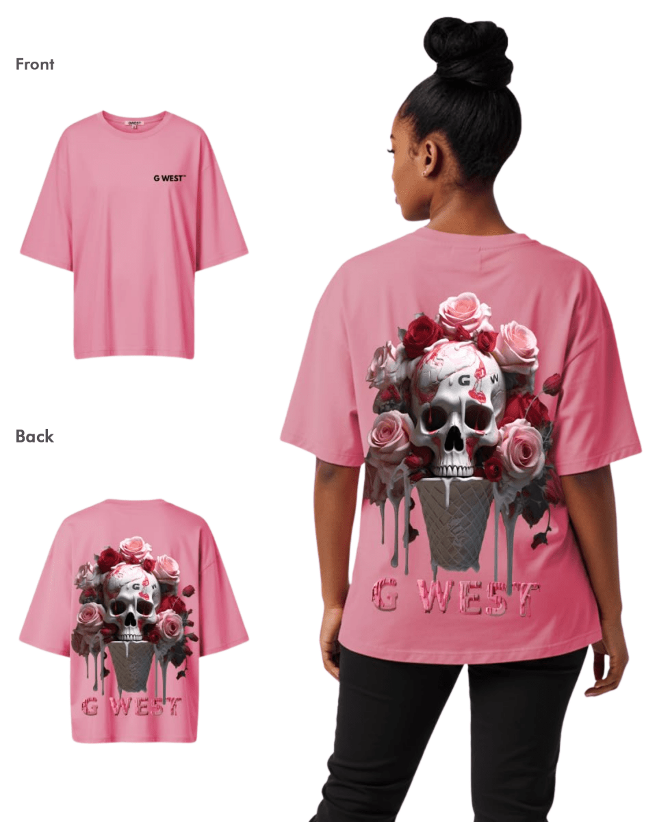 Camiseta extragrande con calavera de helado G West para mujer