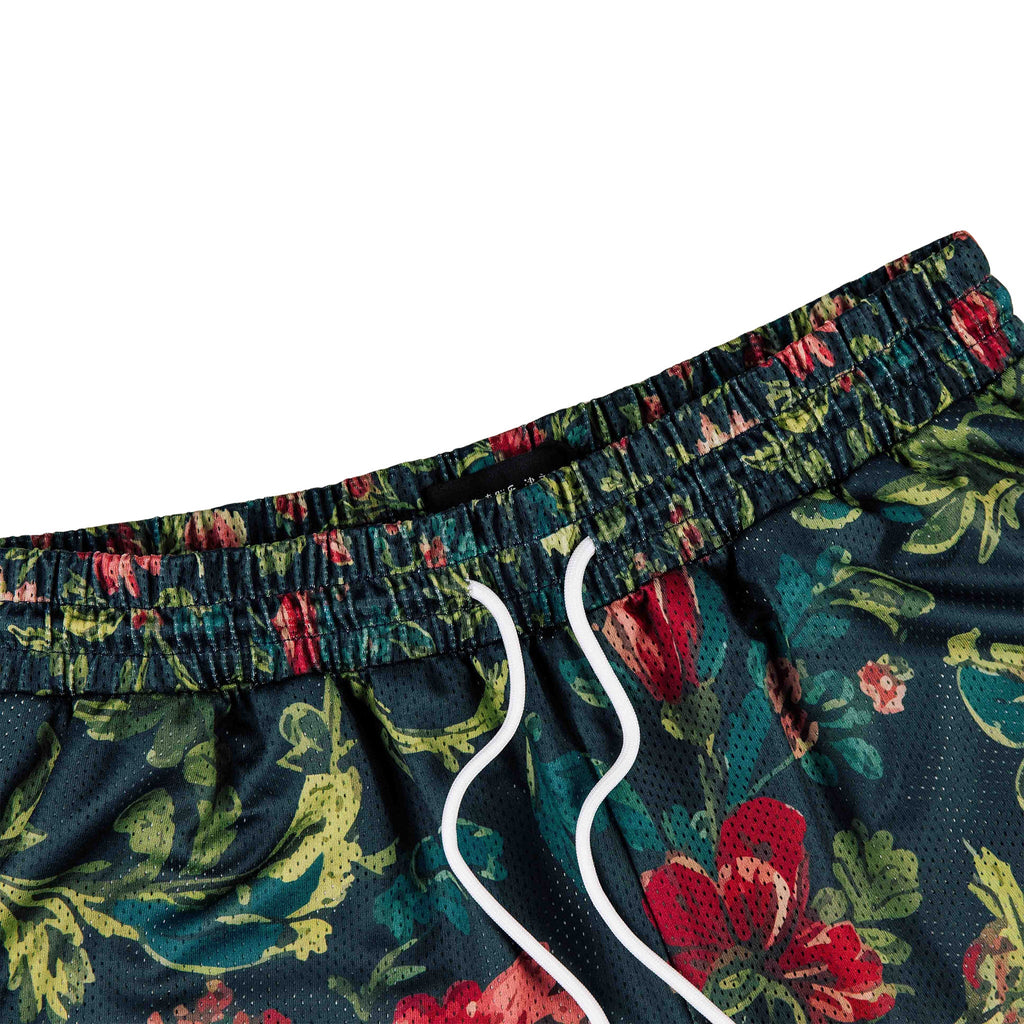 Pantalones Cortos de Malla Common Hype para Hombre – Verde Oscuro Floral