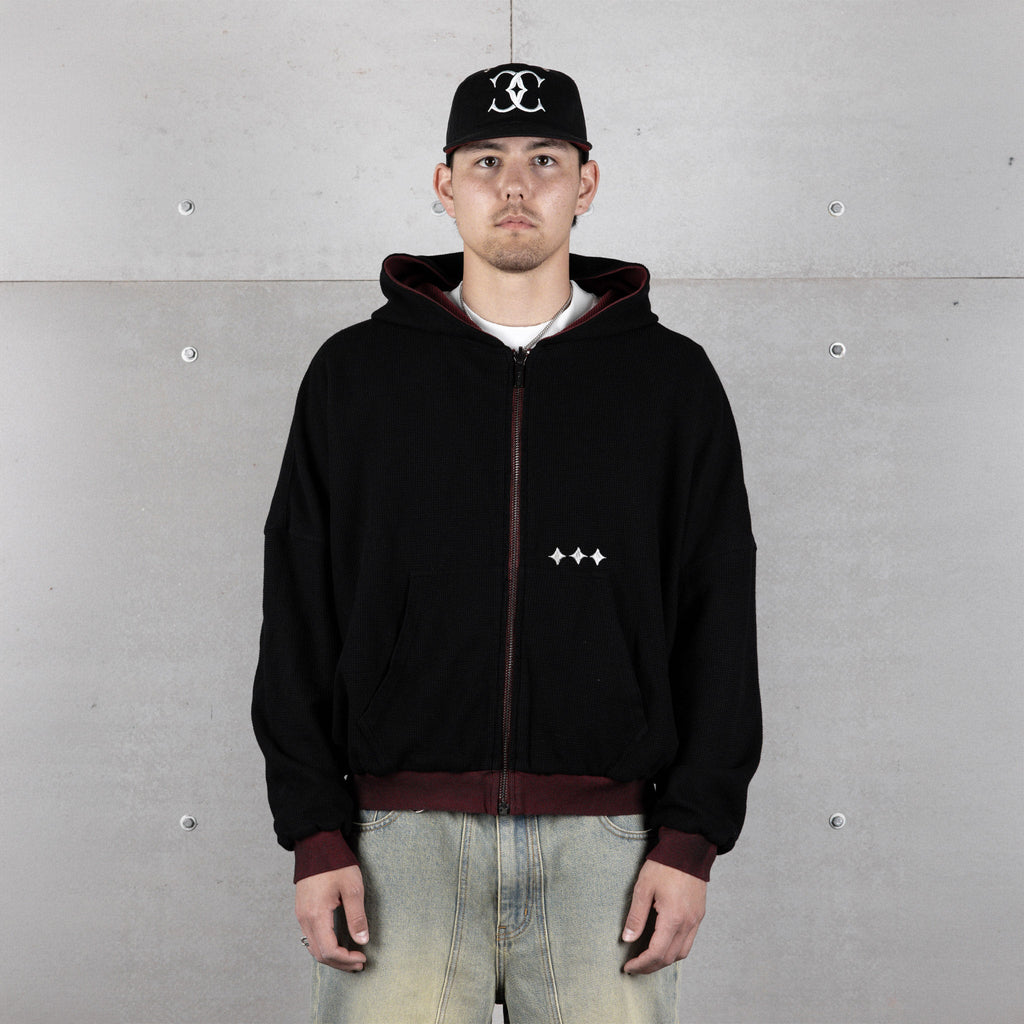 Commons Reversible Thermal Zip Up Hoodie Faded Plum/Black