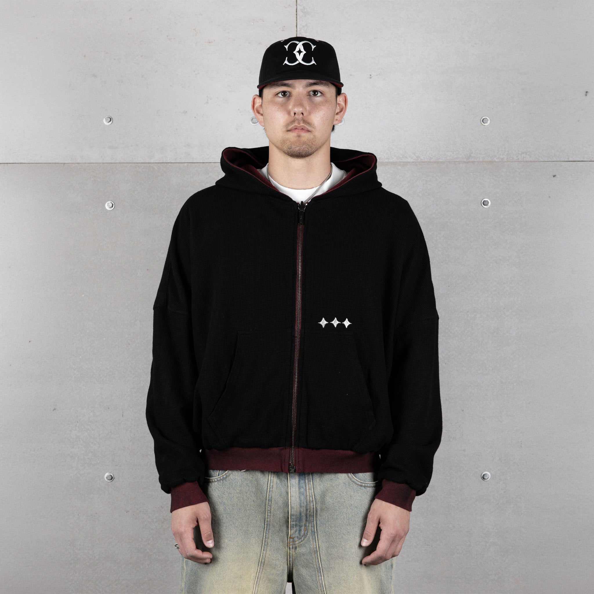Commons Reversible Thermal Zip Up Hoodie Faded Plum/Black