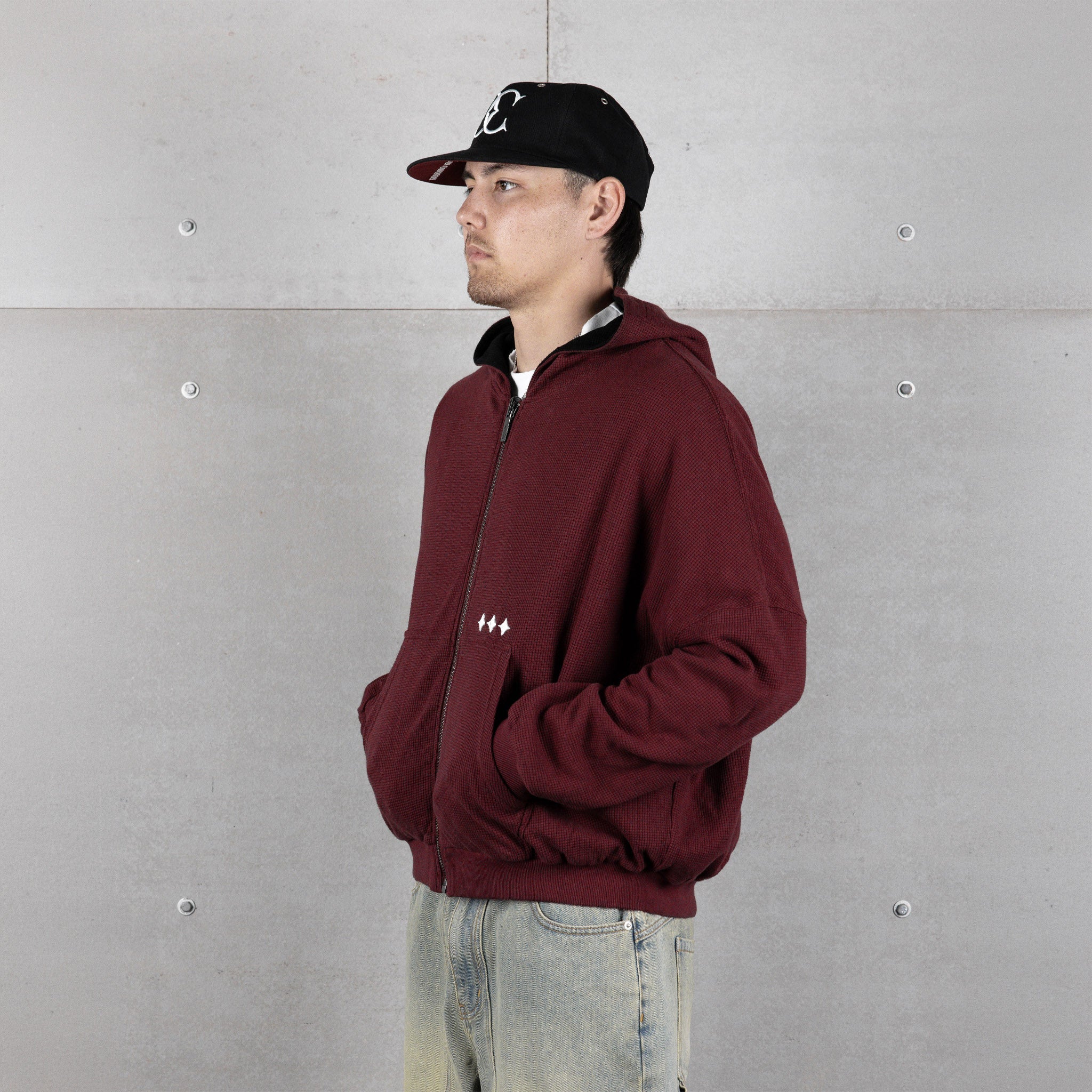 Commons Reversible Thermal Zip Up Hoodie Faded Plum/Black